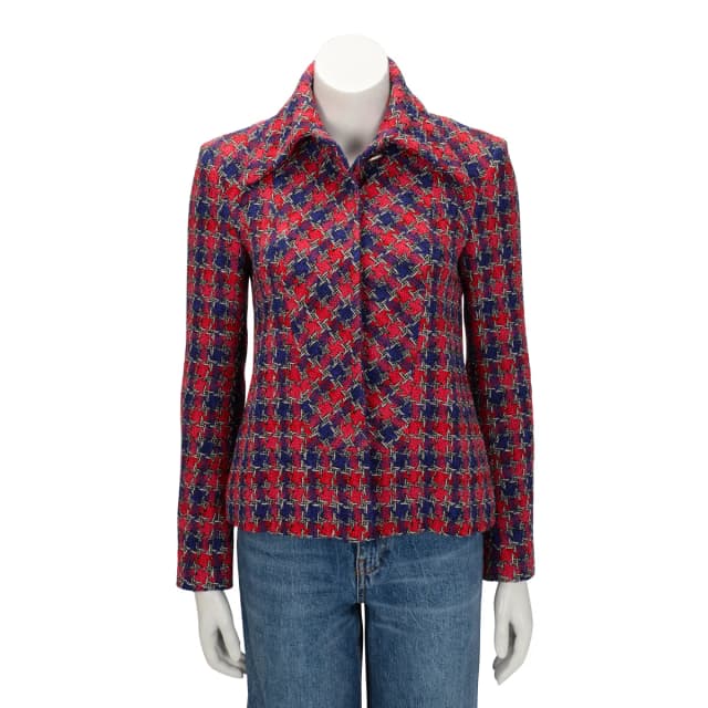 Chanel Houndstooth Tweed Jacket FR 38 in Pink & Purple Tweed from Blue Spinach, photo 1 of 1