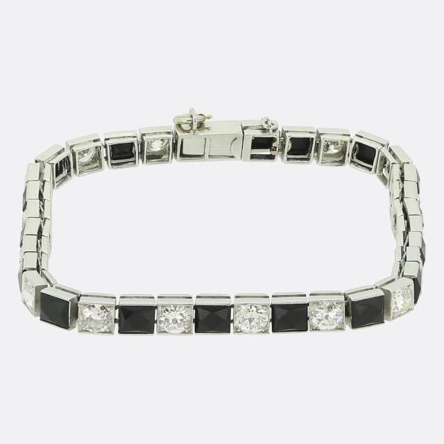 Van Cleef & Arpels Van Cleef & Aprels Art Deco Onyx and Diamond Line Bracelet from The Vintage Jeweller, photo 1 of 1