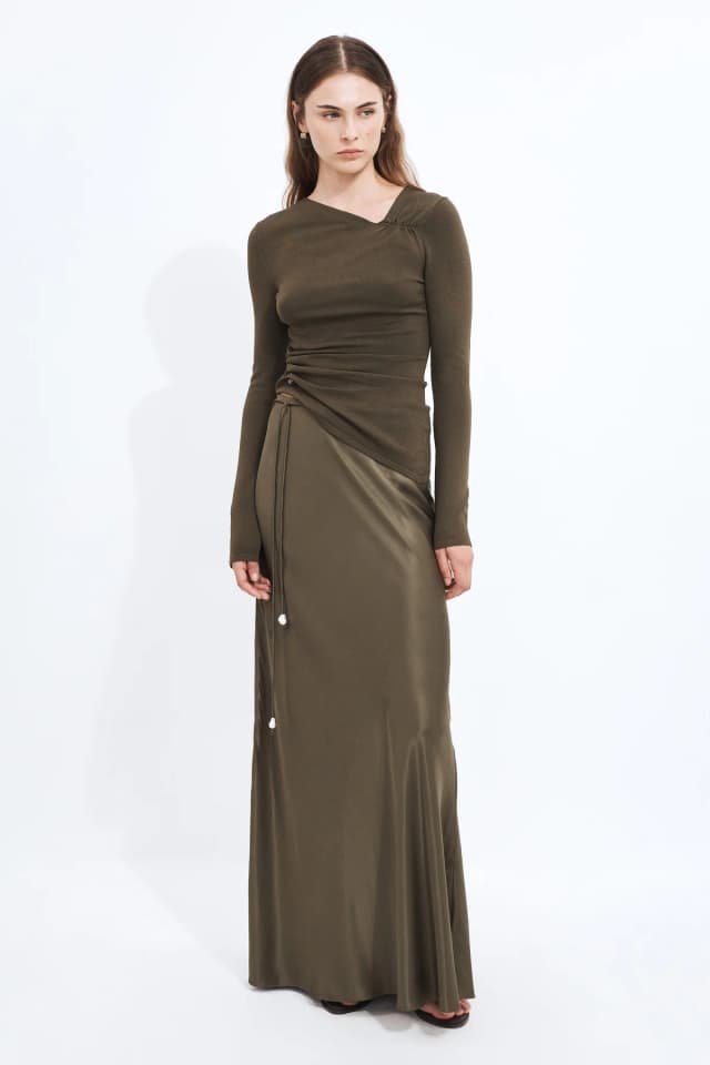 Aje Studio Gianna Knit Top in OLIVE, image 1 of 1 from Aje