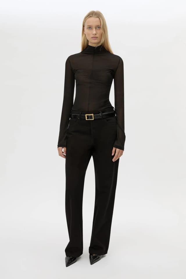C&M CAMILLA AND MARC SALE Novel Long Sleeve Stocking Top in black, image 1 of 1 from Camilla and Marc