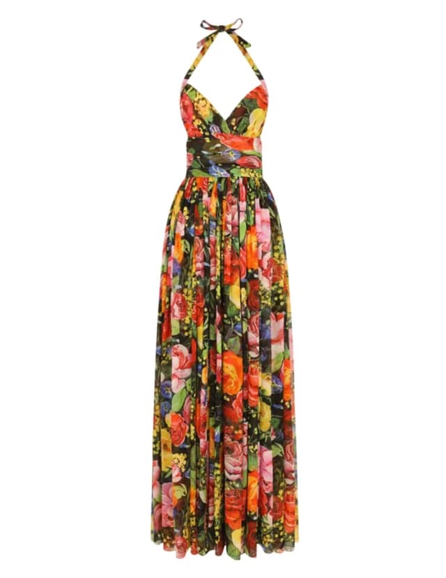 D&G Floral Silk Chiffon Halter Gown in Silk from Revivre, photo 1 of 1