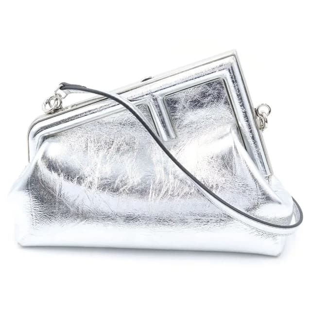Fendi First Small Leather 2-Way Clutch Shoulder Bag Silver in Silver Leather from The Reluxe, photo 1 of 1