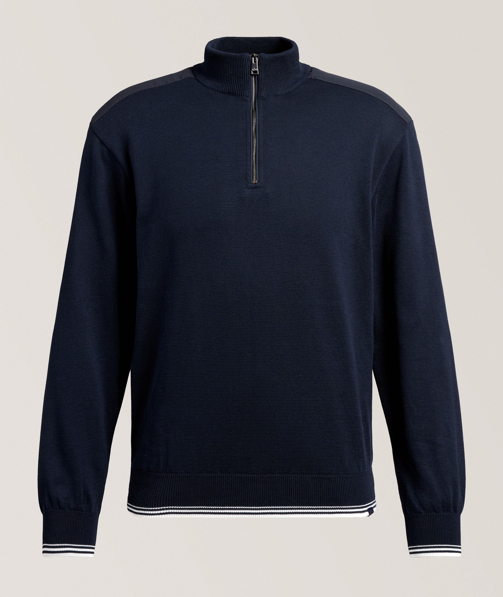 Paul & Shark Piuma Cotton Quarter-Zip Sweater in Blue Cotton & Cotton Blends, image 1 of 1 from Harry Rosen