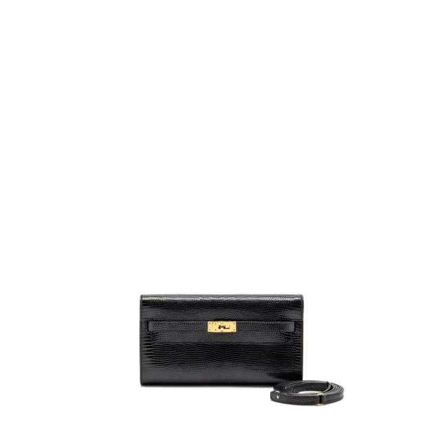 Hermès kelly to go lizard niloticus lisse black GHW stamp U in Black Lizard from EMIER, photo 1 of 1