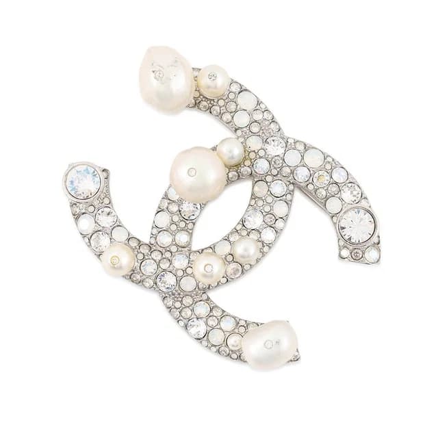Chanel Brooch CC Logo Rhinestone Faux Pearl Metal 17k from The Reluxe, photo 1 of 1