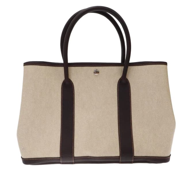 Hermès Garden Party PM Canvas Leather Tote Bag Beige Brown in Brown Canvas from The Reluxe, photo 1 of 1