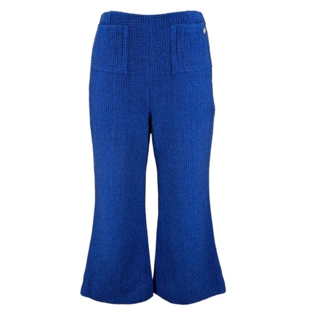 Chanel Lining 100% Silk CC Logo Tweed Pants Cropped Blue 34 in Blue Tweed from The Reluxe, photo 1 of 1