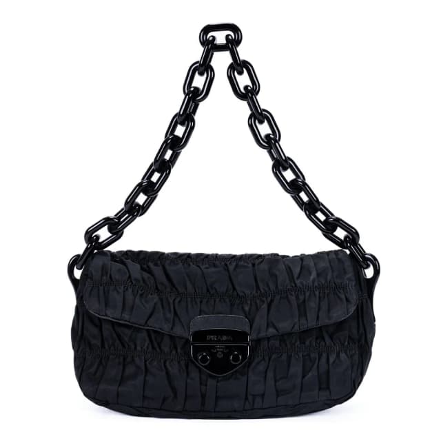 Prada Tessuto Gaufre Chain Bag Black Nylon Canvas in Black Canvas from The Reluxe, photo 1 of 1