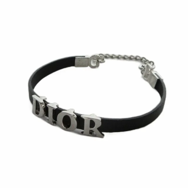 Dior Bracelet Bangle Leather Logo Black in Black Leather from The Reluxe, photo 1 of 1