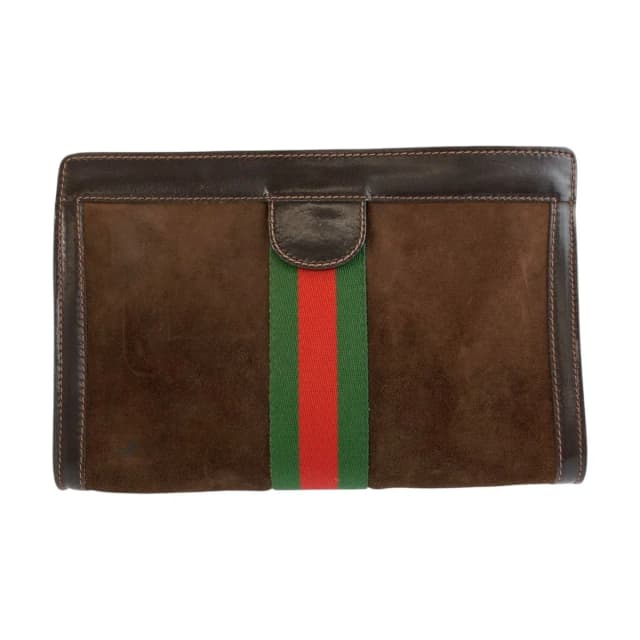 Gucci Vintage Sherry Line Brown Suede Leather Clutch in Brown Suede from The Reluxe, photo 1 of 1
