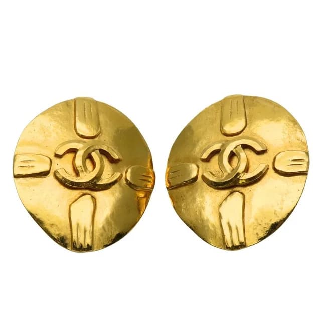 Chanel Earrings CC Logo Metal Gold Plated in Gold from The Reluxe, photo 1 of 1