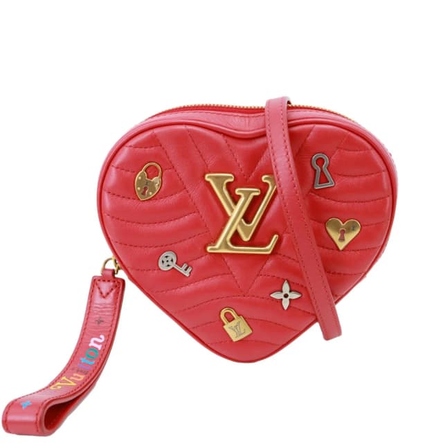 Louis Vuitton New Wave Embellished Love Lock Heart Calfskin Leather Shoulder Bag Red in Red Calfskin from Dallas Designer Handbags, photo 1 of 1