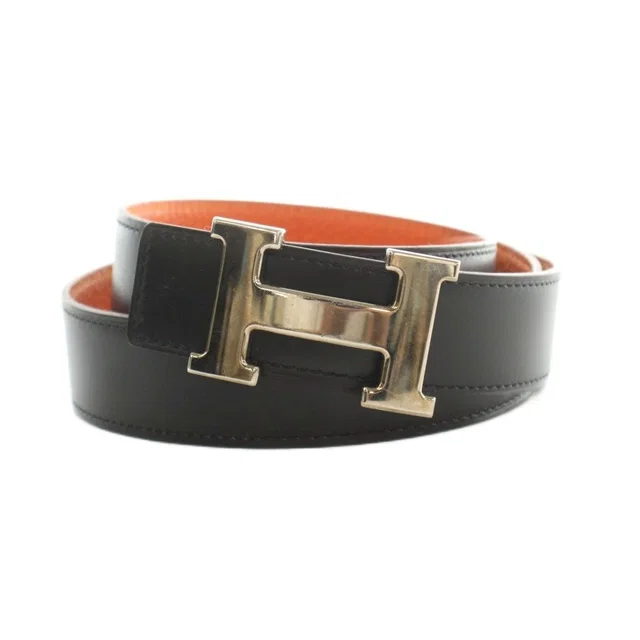 Hermès Constance Belt Reversible Leather 80 Black Orange in Black Leather from The Reluxe, photo 1 of 1
