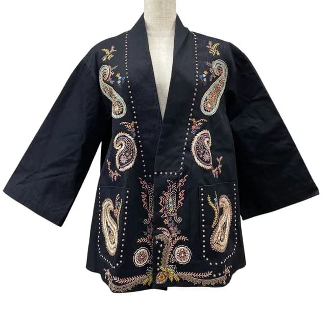 Dior Paisley Jacket Collarless Cardigan Black Multicolor 38: Sophistication in Black from The Reluxe, photo 1 of 1