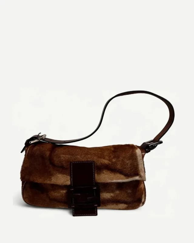 Fendi 2000s Pony Hair Baguette Bag in Brown in red|brown Nylon from Grailed, photo 1 of 1