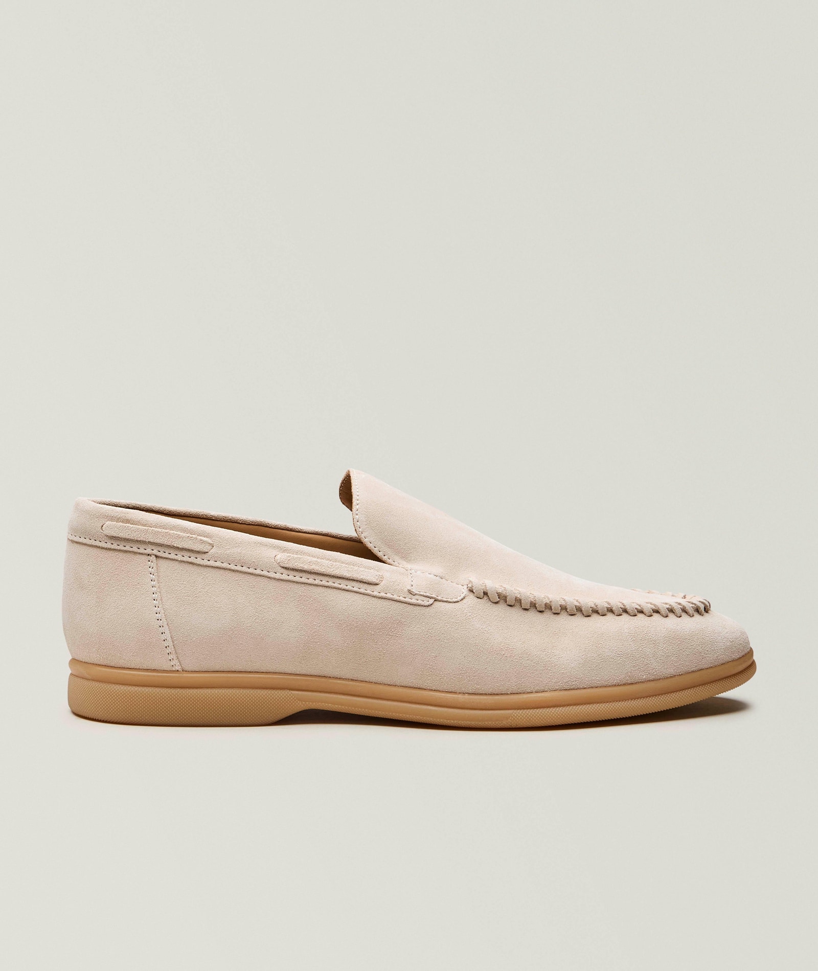 Eleventy Suede Apron Toe Loafers in Beige Suede & Nubuck, image 1 of 1 from Harry Rosen