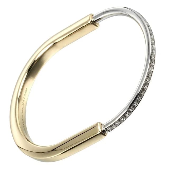 Tiffany & Co. Lock 18K Yellow Gold White Diamond Bracelet in White from The Reluxe, photo 1 of 1