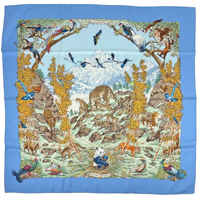 Hermès Carre 90 Sichuan Scarf Silk Blue Multicolor in Blue Silk from The Reluxe, photo 1 of 1