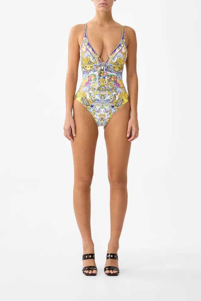 Camilla eBoutique HIGH TRI ONE PIECE WITH EYELET TIE FRONT TRIM ESPAÑA NIRVANA, image 1 of 1 from CAMILLA