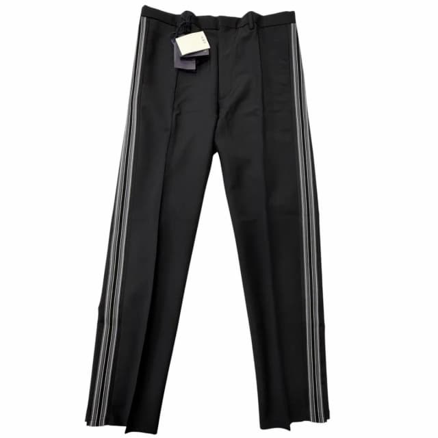 Prada Mohair Wool Some Silk Triangle Logo Hem Zip Side Line Trousers Black 48 in Black Silk from The Reluxe, photo 1 of 1
