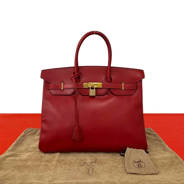 Hermès Bag with Key Vintage Birkin 35 Box Calf Leather Handbag Rouge in Red Box leather from The Reluxe, photo 1 of 1