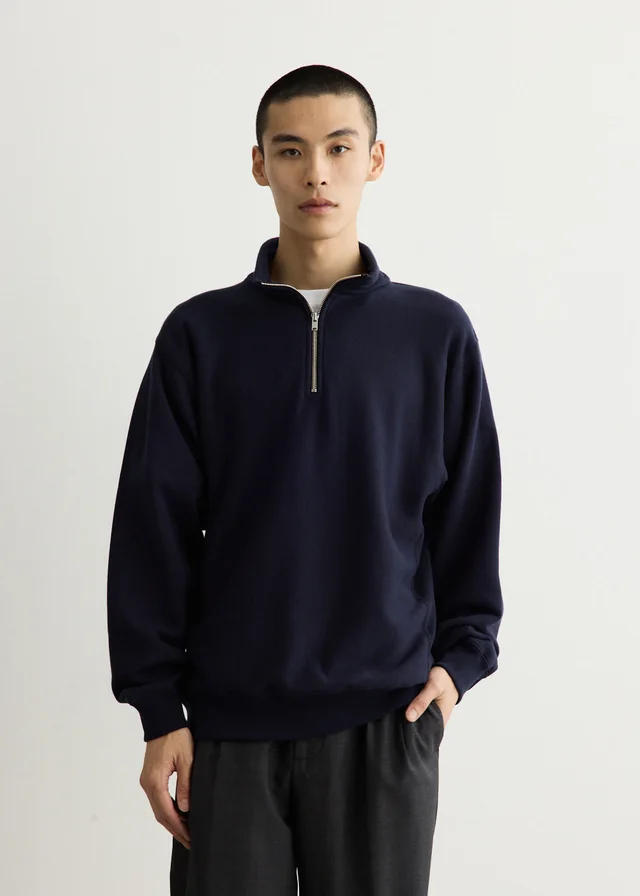 KAPTAIN SUNSHINE Suvin Sweat Half Zip Pull Over in NAVY, image 1 of 1 from Incu
