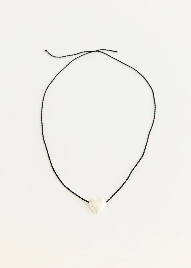Annika Inez Heart Necklace in Sterling silver and 27� silk t, image 1 of 1 from Incu