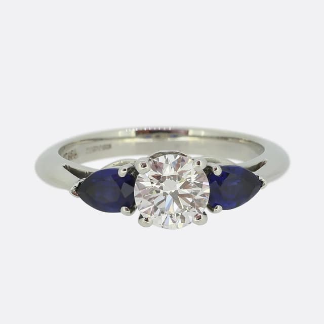 Tiffany & Co. 0.78 Carat Diamond and Sapphire Three-Stone Ring from The Vintage Jeweller, photo 1 of 1