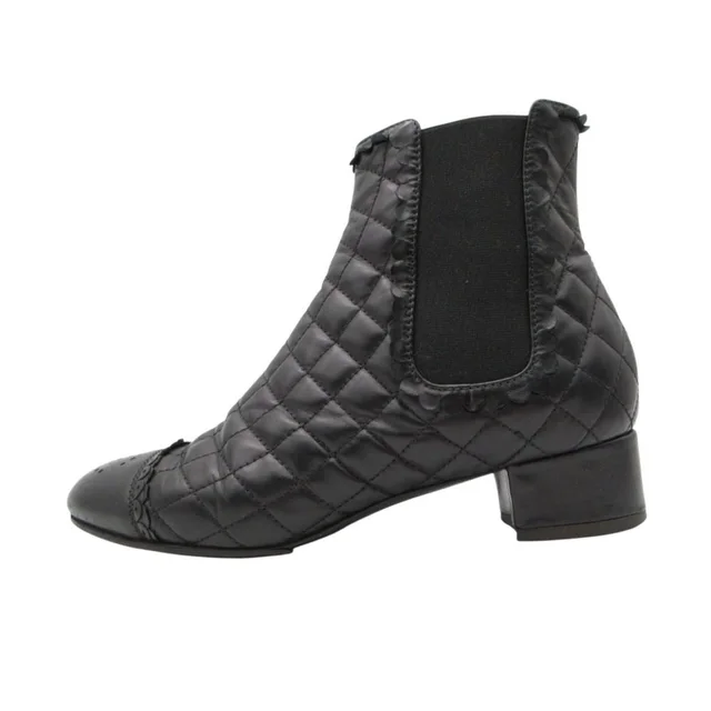 Chanel Boots CC Logo Quilted Leather Side Gore Shoes Black in Black Leather from The Reluxe, photo 1 of 1
