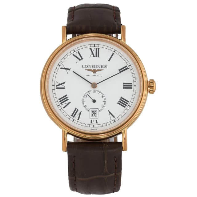 Longines Presence L4.905.1 40mm Gold Plated Watch in Gold Leather from H&T, photo 1 of 1