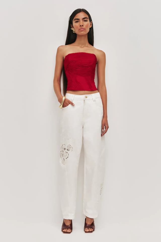 AJE Wave Bustier in SCARLET RED, image 1 of 1 from Aje