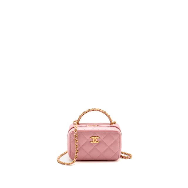 Chanel Chain Top Handle Mini Vanity Case Lambskin Pink GHW (Microchip) in Pink Lambskin from EMIER, photo 1 of 1