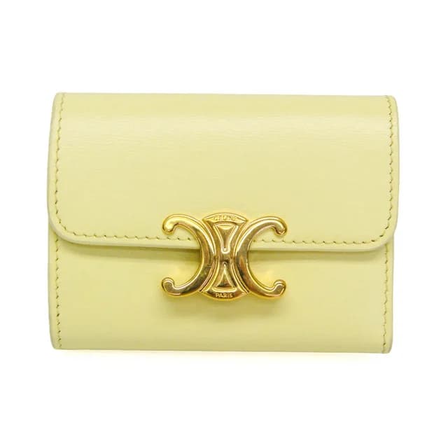 Celine Triomphe Compact Wallet 10I65 3DPV Women's Leather Wallet (tri-fold) Yellow in Yellow Leather from Elady, photo 1 of 1