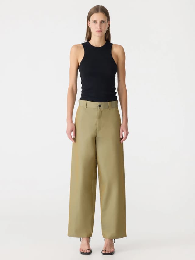 Bassike Gabardine Wide Leg Pant, image 1 of 1 from bassike