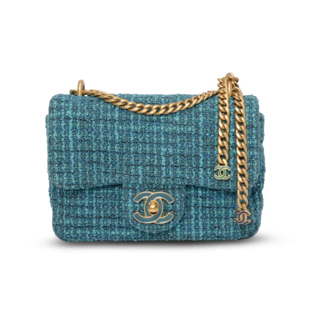 Chanel CC Tassel Mini Bag in Teal Tweed from Blue Spinach, photo 1 of 1