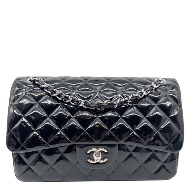Chanel Classic Double Flap Quilted Patent Leather Shoulder Bag Black in Black Patent leather from Dallas Designer Handbags, photo 1 of 1