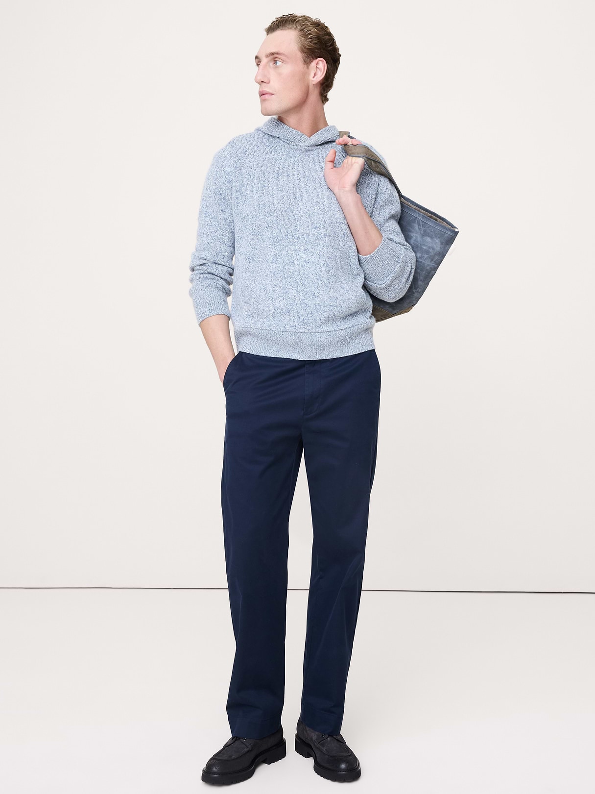 Banana Republic Cashmere-Cotton Sweater Hoodie in Denim Blue, image 1 of 1 from Banana Republic (US)