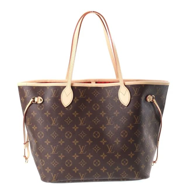 Louis Vuitton Monogram Neverfull MM Tote Bag Brown Leather in Brown Leather from The Reluxe, photo 1 of 1