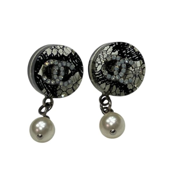 Chanel CC Logo Pearl Swing Earrings Alloy Resin in Resin from The Reluxe, photo 1 of 1