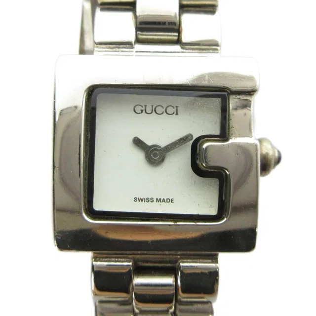Gucci Watch Quartz Logo Square White Dial Silver in White from The Reluxe, photo 1 of 1