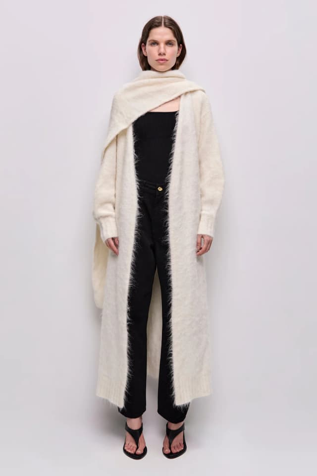 AJE Emory Long Cardigan in CREAM, image 1 of 1 from Aje