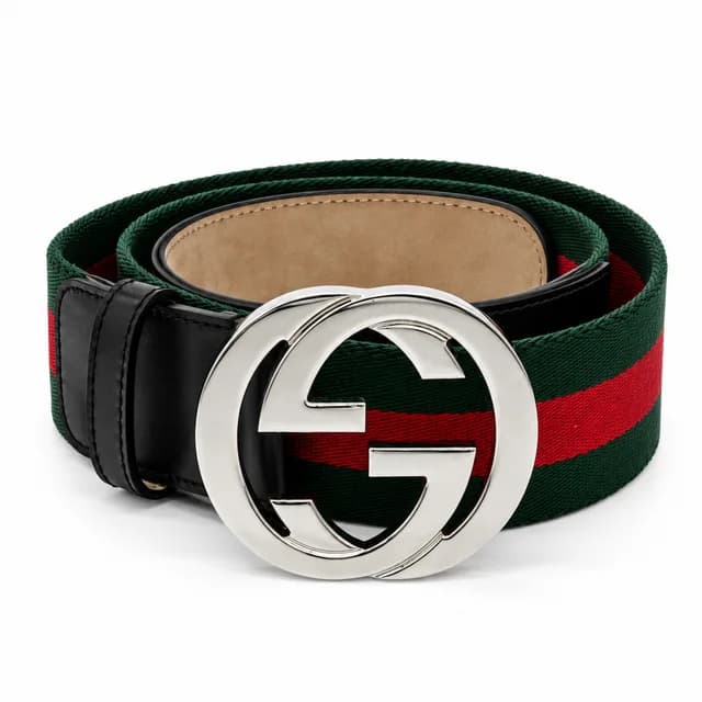 Gucci Red & Green GG Nylon Web Belt in Red Nylon from Clotheshorse Anonymous, photo 1 of 1