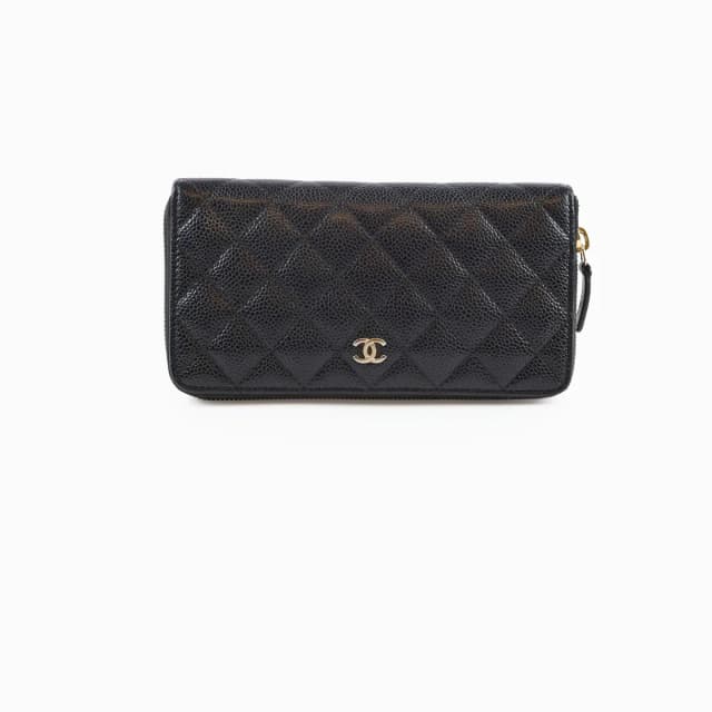Chanel Quilted Caviar Long Wallet Black in Black Caviar leather from The Purse Affair, photo 1 of 1