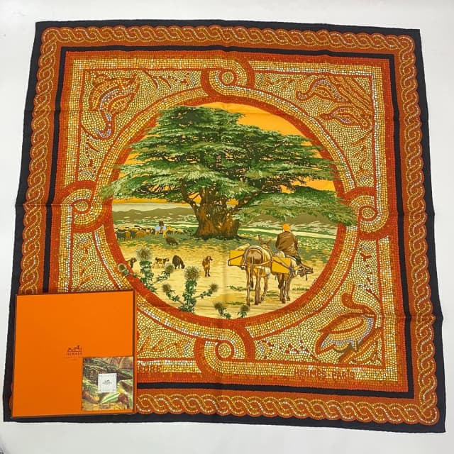Hermès Carre 90 Under The Cedar Sous le Cedre Silk Scarf Multicolor in Multicolor Silk from The Reluxe, photo 1 of 1