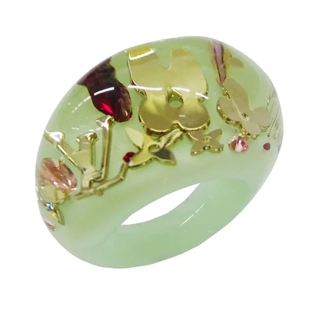 Louis Vuitton Ring Resin Bague Ankle John Green Medium Large Pale in Green Resin from The Reluxe, photo 1 of 1