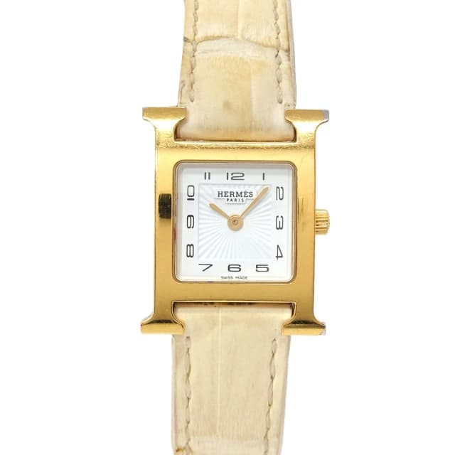 Hermès Watch Hh1 201 White Quartz in White Crocodile from The Reluxe, photo 1 of 1