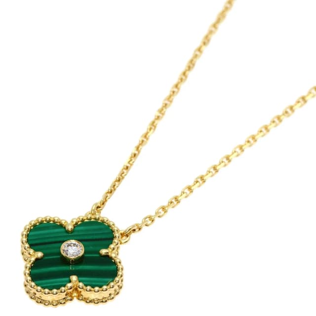 Van Cleef & Arpels Vintage Alhambra Malachite Diamond Necklace 18K Yellow Gold in Yellow from The Reluxe, photo 1 of 1