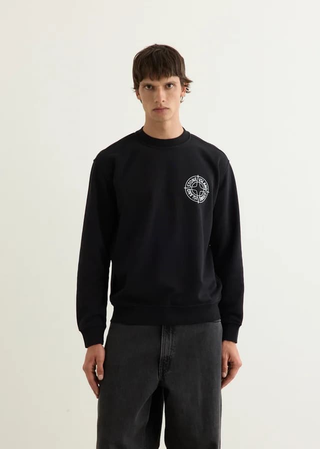 Stone Island Outline Compass Oversized Sweatshirt in V0029 - BLACK, image 1 of 1 from Incu