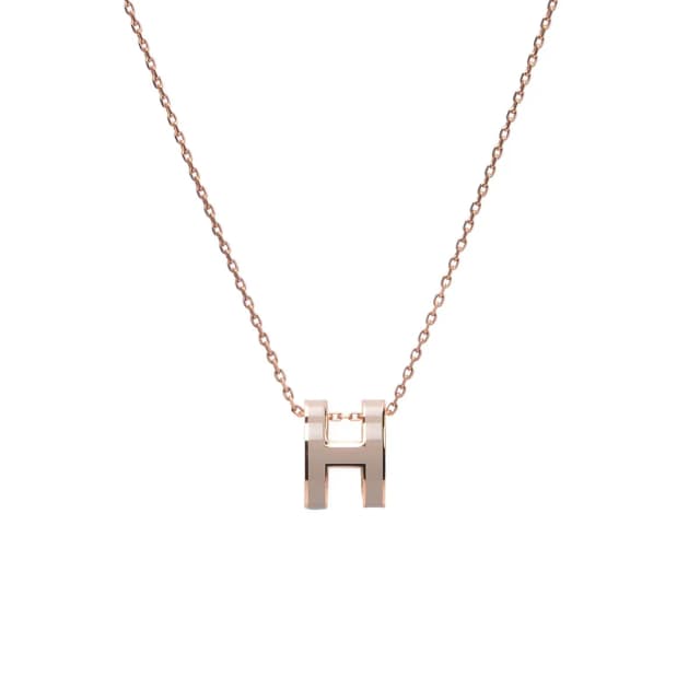 Hermès Enamel Pop H Necklace RGHW in Marron Glace from Blue Spinach, photo 1 of 1