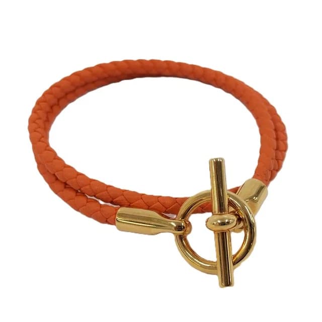Hermès Glenan Double Tour Bracelet Orange Gold in Orange Leather from The Reluxe, photo 1 of 1